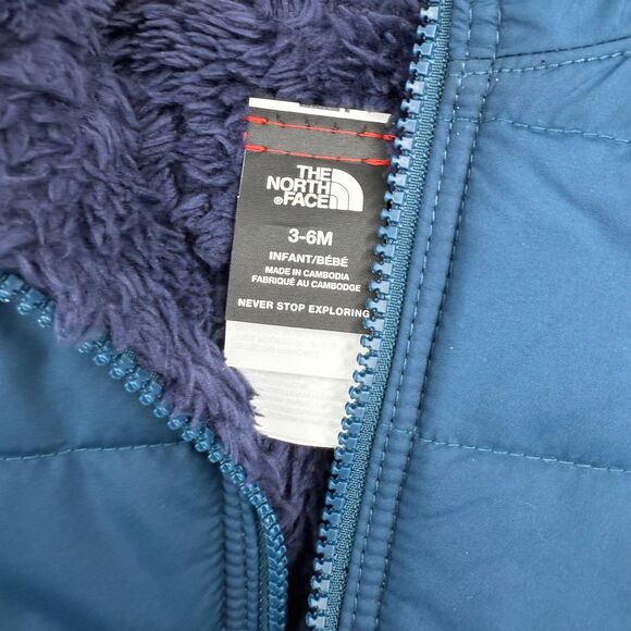 North Face Coat sz 3-6 Months infant Reversible Fleece Blue mt chimbo winter - Picture 9 of 12